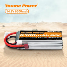 Load image into Gallery viewer, Youme 4S Lipo 14.8V 6500mah Battery T Deans EC5 XT60 XT90 60C

