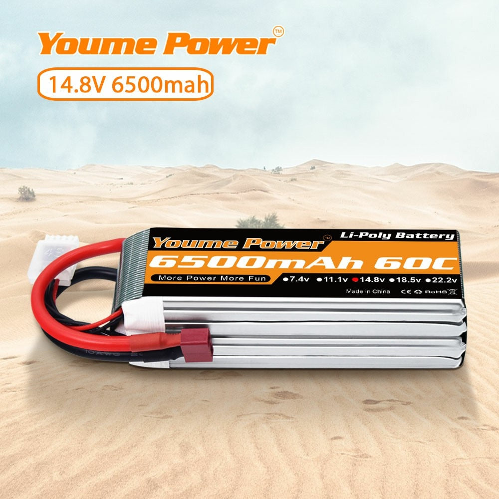 Youme 4S Lipo 14.8V 6500mah Battery T Deans EC5 XT60 XT90 60C