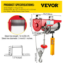 Load image into Gallery viewer, VEVOR Electric Cable Hoist Winch
