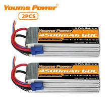 Load image into Gallery viewer, 2PCS Youme 6S Lipo Battery 22.2V 4500mah Battery 60C EC5 T Deans
