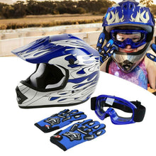 Load image into Gallery viewer, DOT Motorcycle Youth full face helmet With Goggles Gloves - outdorrz
