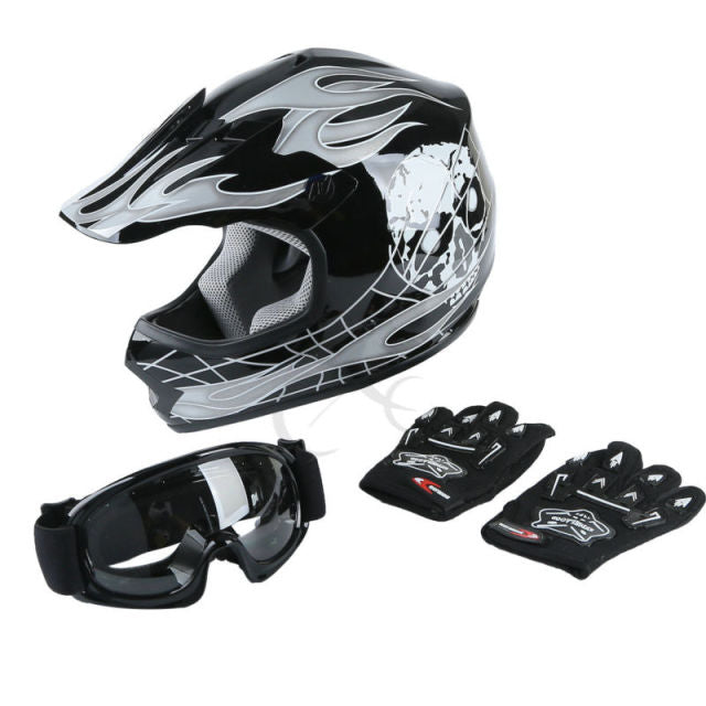 DOT Motorcycle Youth full face helmet With Goggles Gloves - outdorrz