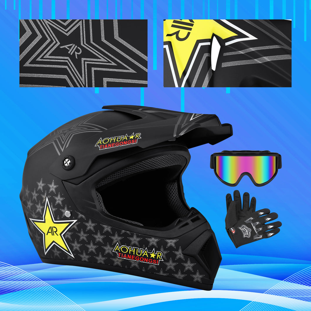 Samger Full Face Motocross DOT Helmet W/Goggle Gloves - outdorrz