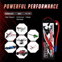 Load image into Gallery viewer, RCPOWER 3S 4S 6S 5000mAh 11.1V 22.2V Lipo Battery 65C With EC5 Plug - outdorrz
