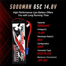 Load image into Gallery viewer, RCPOWER 3S 4S 6S 5000mAh 11.1V 22.2V Lipo Battery 65C With EC5 Plug - outdorrz
