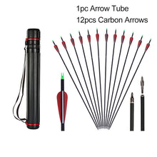 Load image into Gallery viewer, 12pcs Carbon Arrows 500 ID 6.2mm Hunting Arrows for Recurve/Compound Bow - outdorrz
