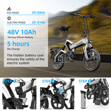 Load image into Gallery viewer, ZHENGBU 16 Inch Mini Folding Electric Bike 400W with 48V10AH Lithium Battery
