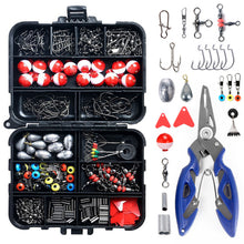 Load image into Gallery viewer, 263pcs Fishing Accessories Set with Tackle Box Including Plier Jig Hooks Sinker Weight Swivels Snaps Sinker Slides - outdorrz
